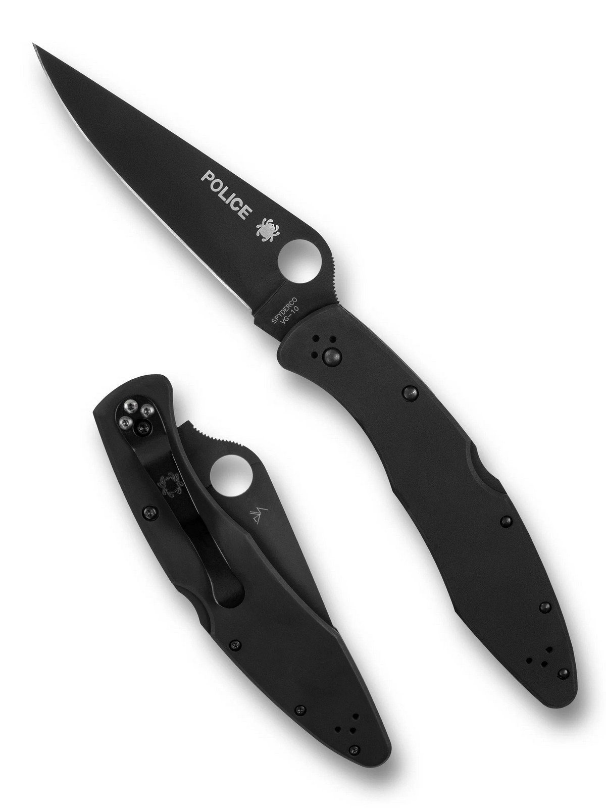 Spyderco Police Model Folding Knife VG-10 Steel Blade Stainless Handle – C07BKP