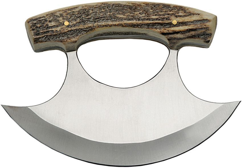 Rite Edge Ulu Fixed Knife Satin Finish Stainless Steel Full Tang Blade – DH-8027