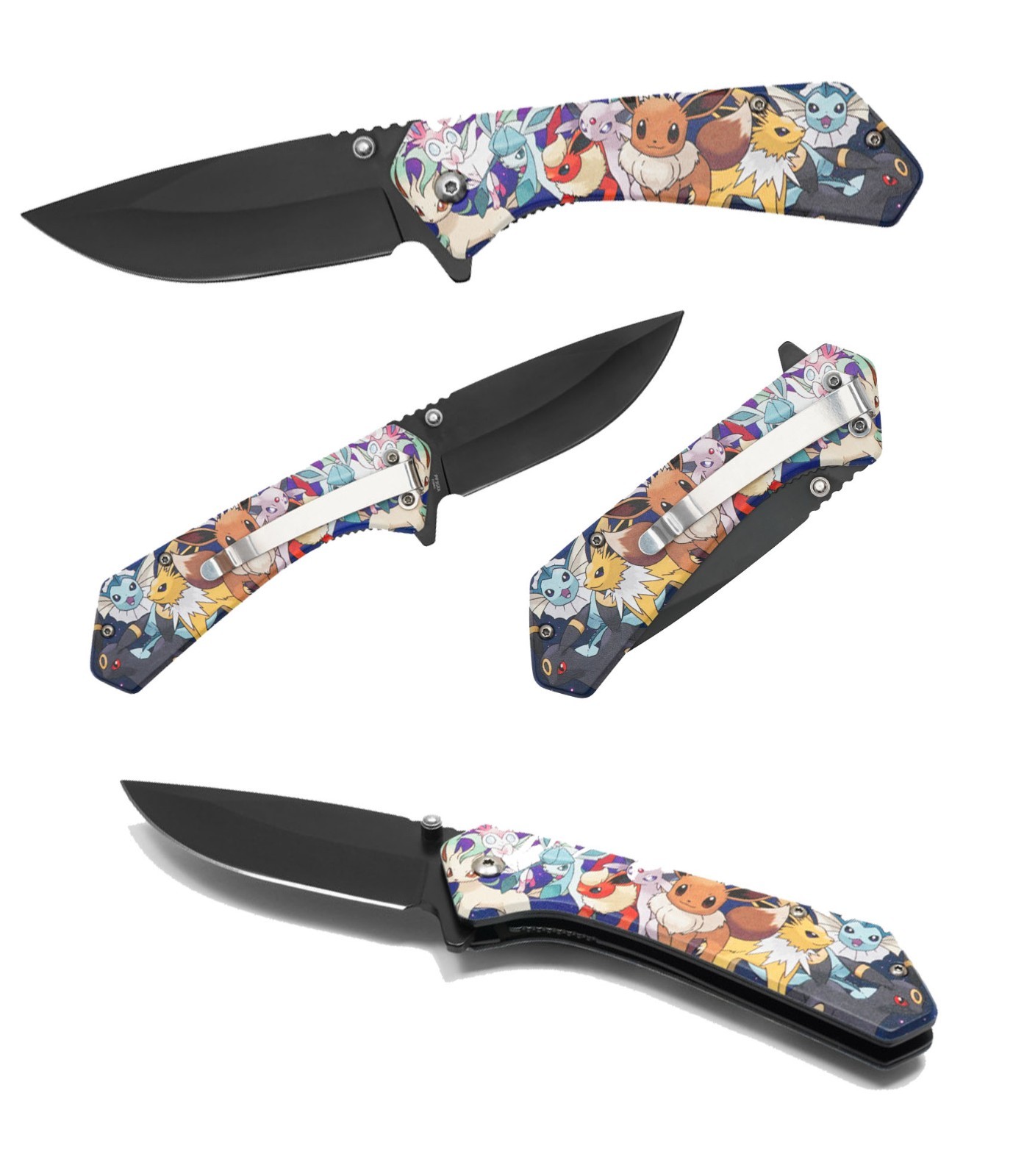 7.75″ Pokémon Eevee Evolutions 3-D Printed Graphic Spring Assisted Pocket Knife