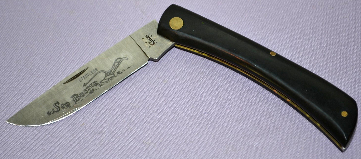 Case XX 2138 Sod Buster Stainless Steel Flat Blade Black Handle Folding Knife US