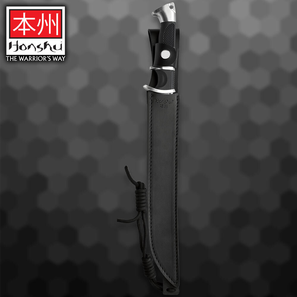 Honshu Sub-Hilt Tanto Knife | 7CR13 Stainless Steel | Leather Sheath | 17 1/4″