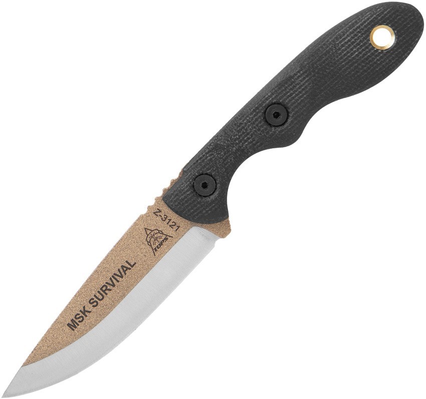 TOPS Mini Scandi Survival MSK-SURV 2.75″ Carbon Black Micarta Fixed Knife