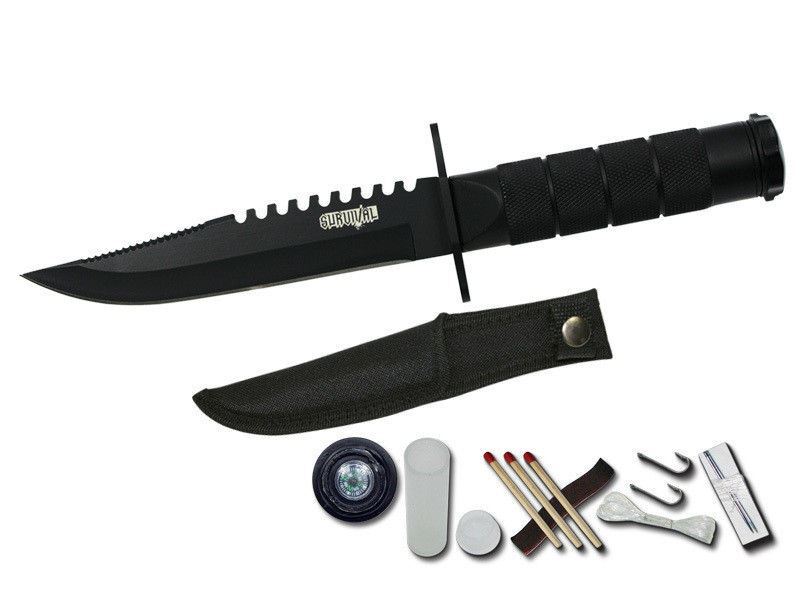 4pc Combo Knife Set Survival Hunting Throwing Knives Fire Starter Tool Doomsday