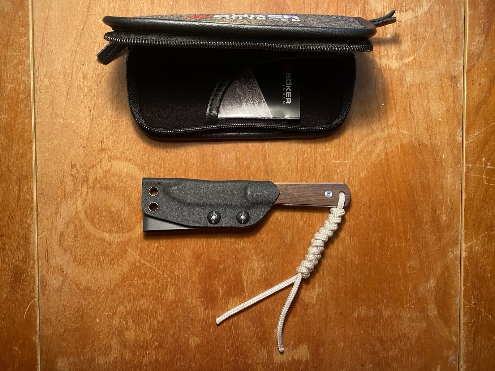 Boker BFF Packlite MagnaCut Fixed Blade Walnut Scales DCC Clip Box Sheath