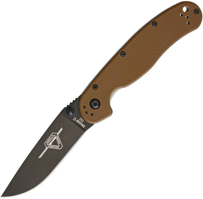 Ontario Coyote Brown RAT II Black Drop Folding Pocket Knife – 8830