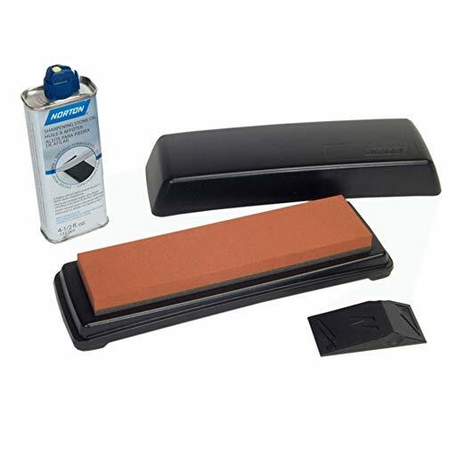 KNIFE SHARPENING STATION NORTON IM50 STONE, OIL, GUIDE, CASE 69936642504