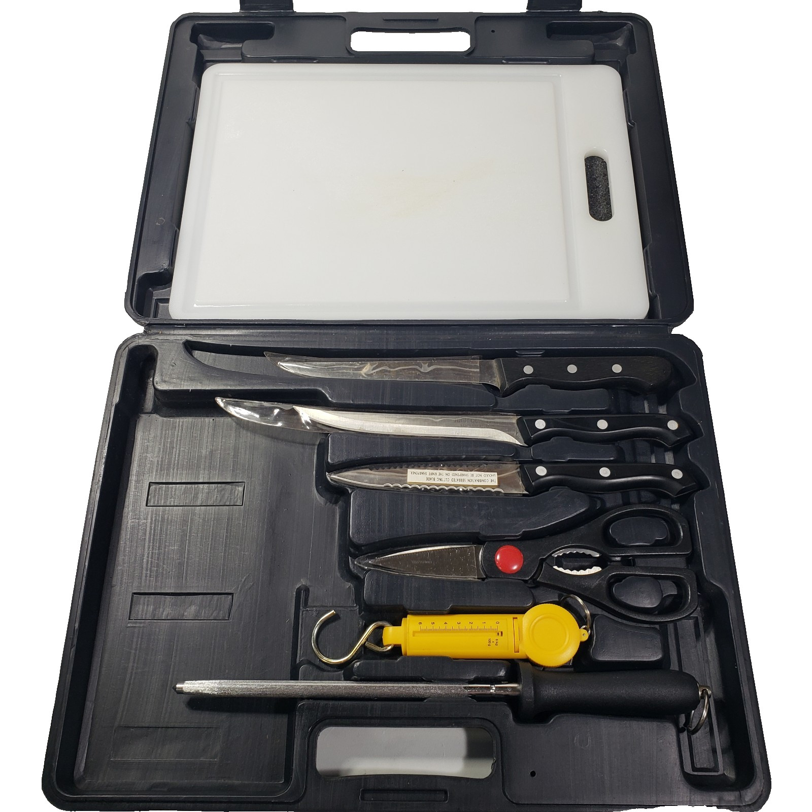 Fishermans Travel Fish Cleaning Set 7 Piece w Black Hard Molded Case