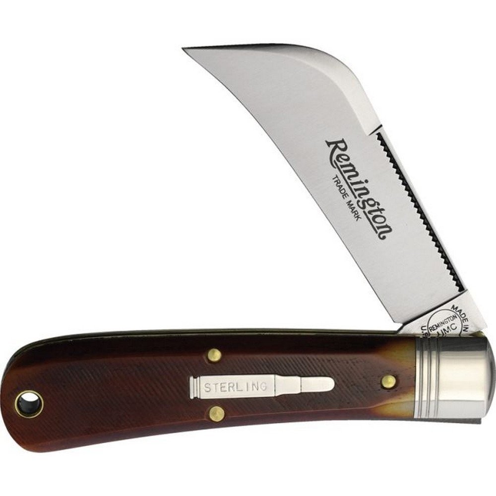Remington 2023 Pocket Knife 1095HC Steel Hawkbill Blade Sawcut Handle – R693SB
