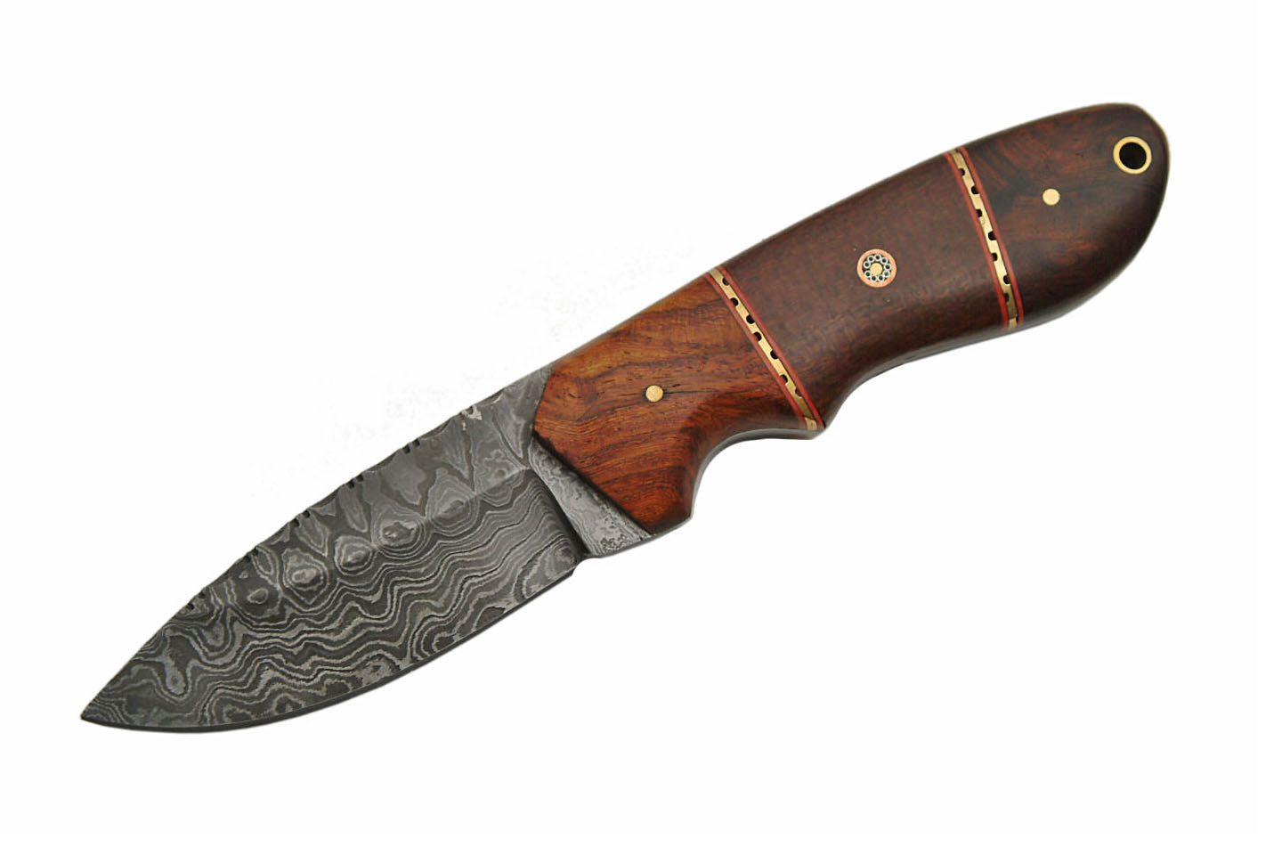FIXED-BLADE HUNTING KNIFE | 8.5″ Damascus Steel Blade Rosewood Micarta Skinner