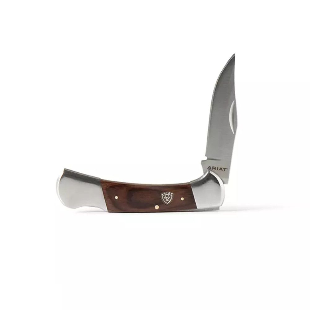 Ariat Large Folding Knife Wood Handle Stainless Steel Western Pocket Knife