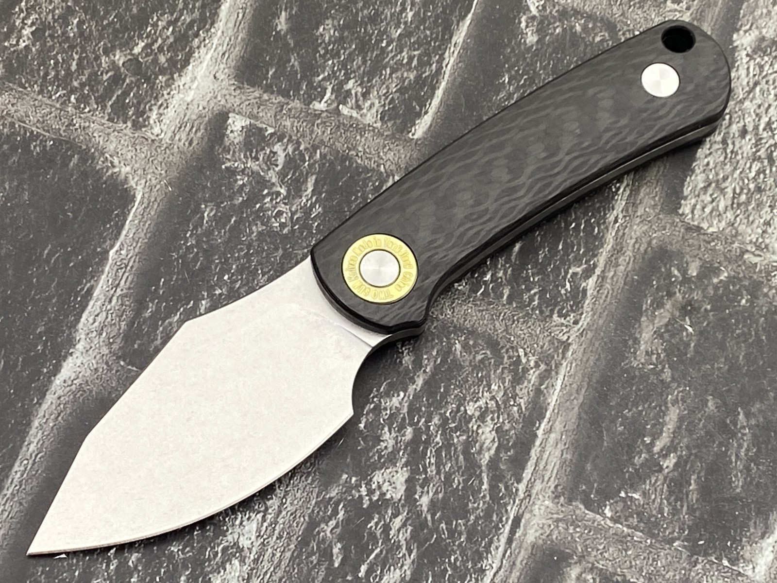 TwoSun TS525-M390-SW Mini Fixed Blade M390 CF Handle Kydex Belt Sheath Knife