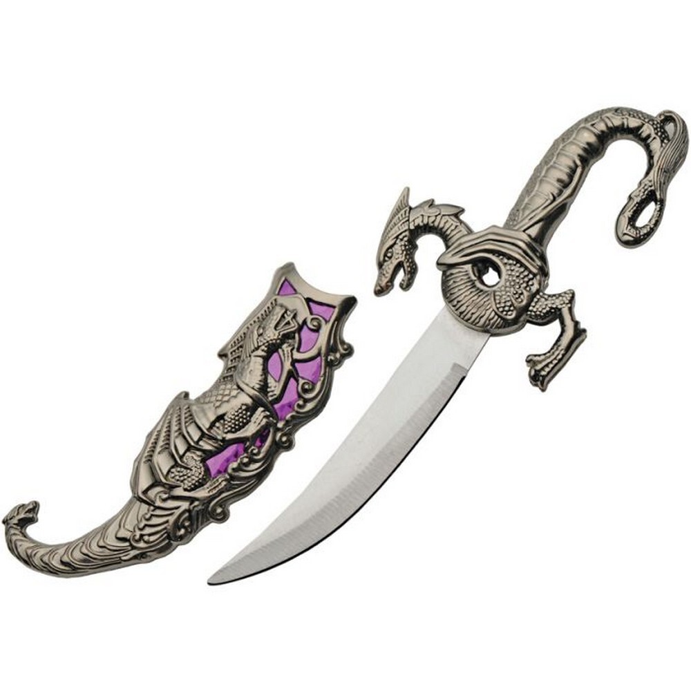 Rite Edge 5″ Stainless Steel Blade Purple Metal Handle Fixed Knife – 211155-PU