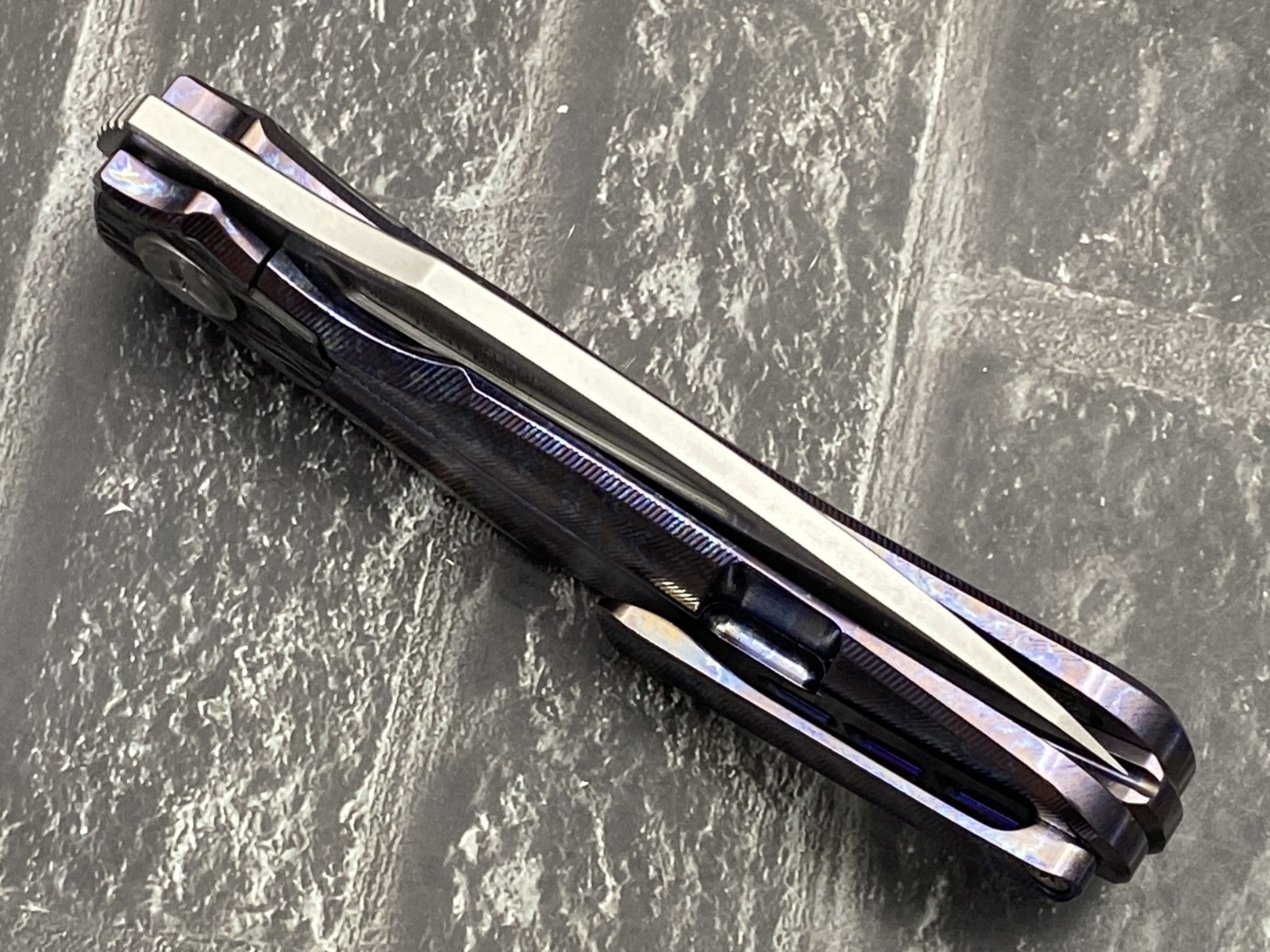 TwoSun TS341-M390-Color-SW Folding Knife M390 Blade Titanium/Carbon Fiber Handle
