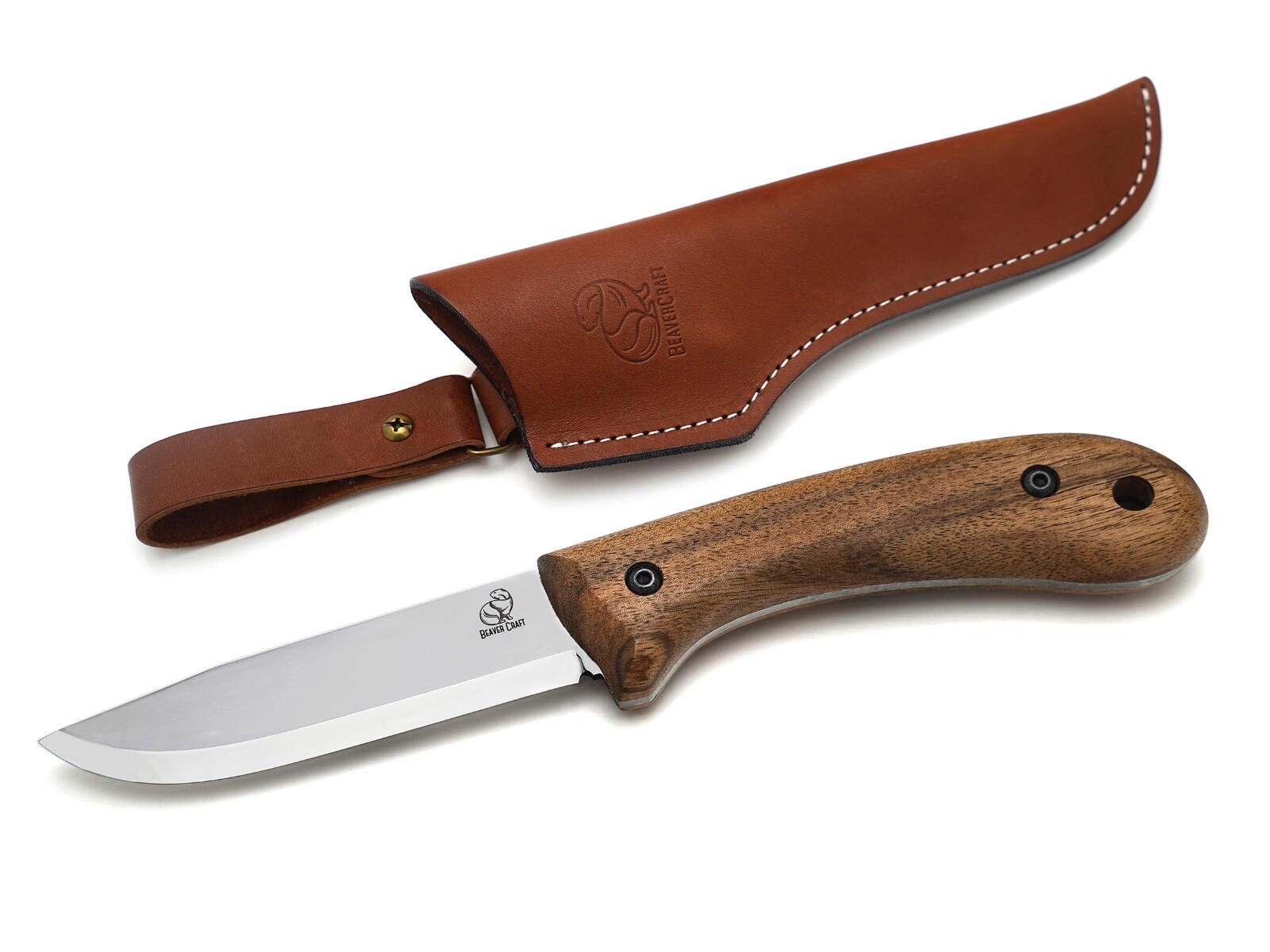 Carbon Steel Bushcraft Camping Knife with Leather Sheath BeaverCraft BSH2