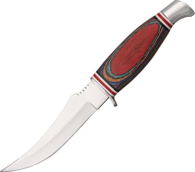 Pakistan Skinner Fixed Blade Knife Multi-Color Wood Handle With Red – 203290