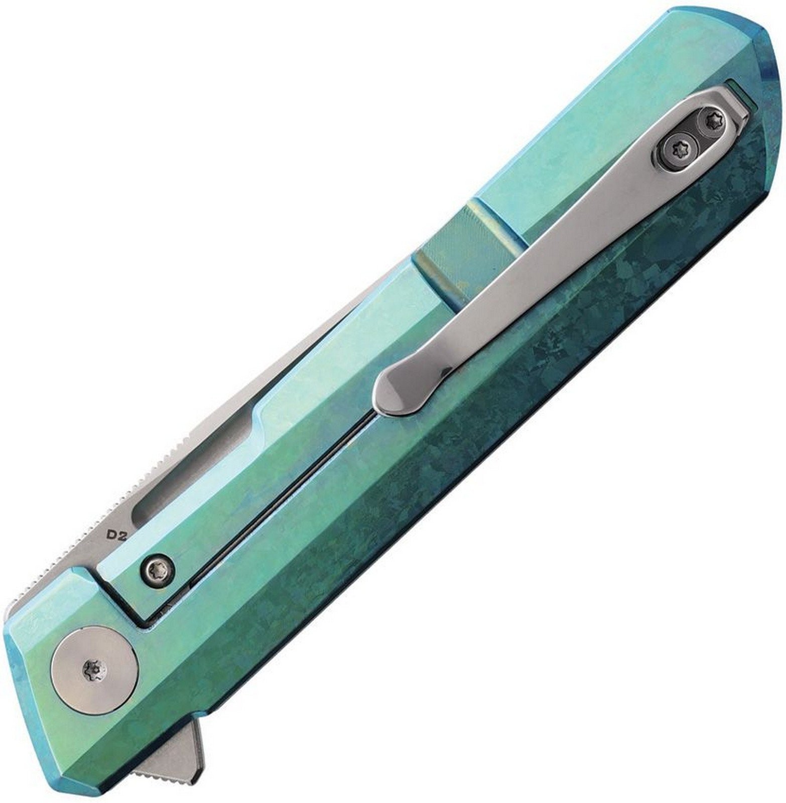 Bestech Dundee Folding Knife D2 Tool Green Crystalized Titanium Handle BMK01-C-2