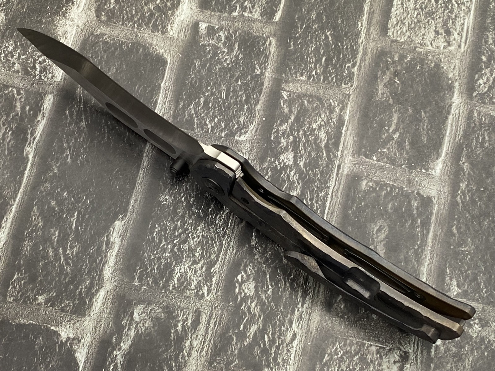 BabyO-M390-Engrave-TI Folding Knife M390 Blade Titanium Handle Pocket Knife