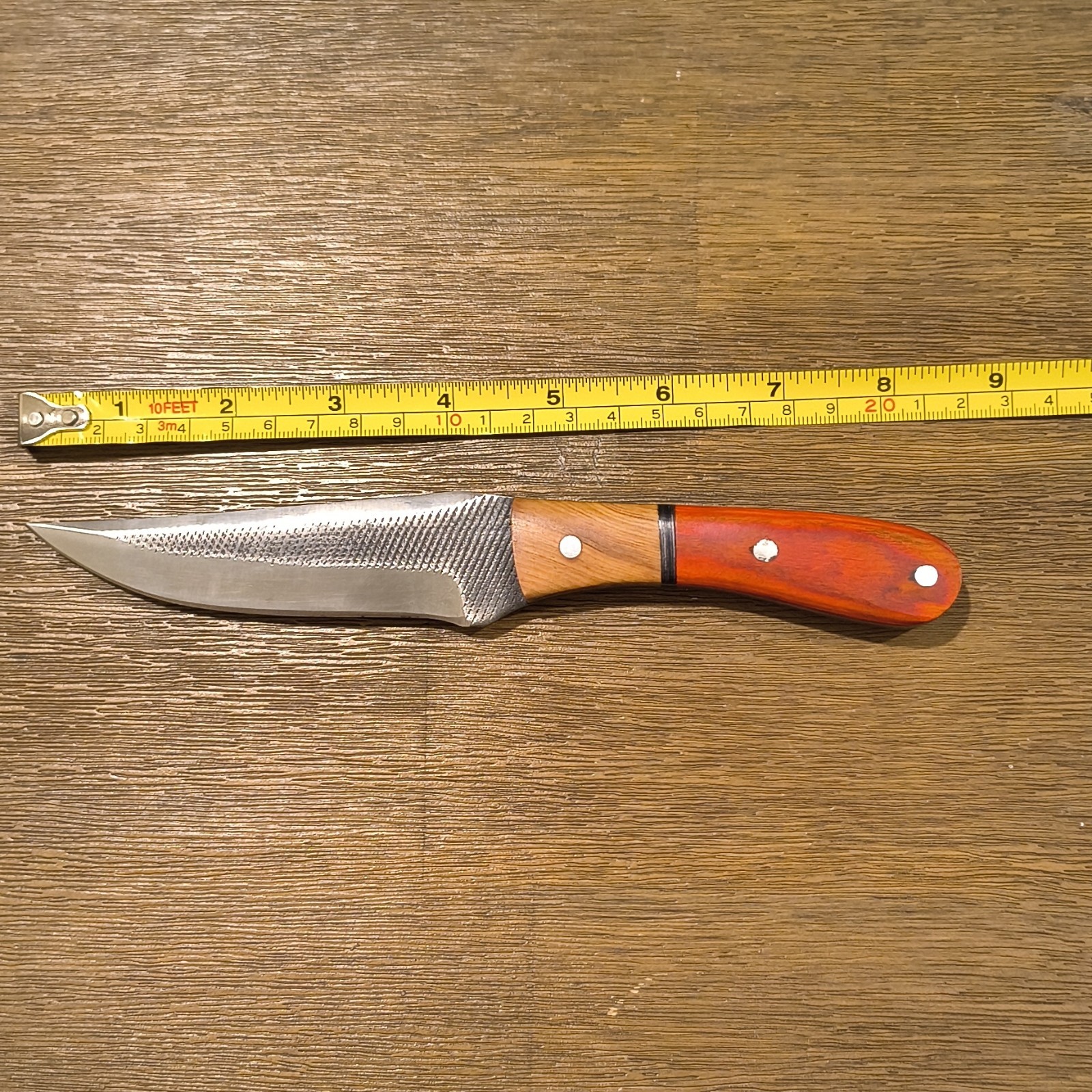 Fixed Blade Hunting Knife SS Straight Edge 4in Wood Handle Sheath 9in OAL