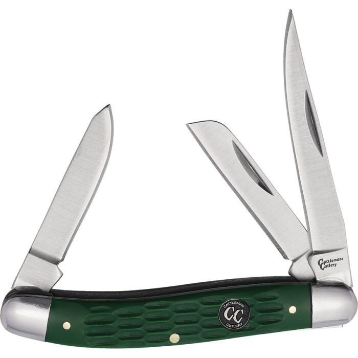 Cattleman’s Cutlery PocketKnife 3Cr13 Steel Green Jigged Delrin Handle CC0001JGD