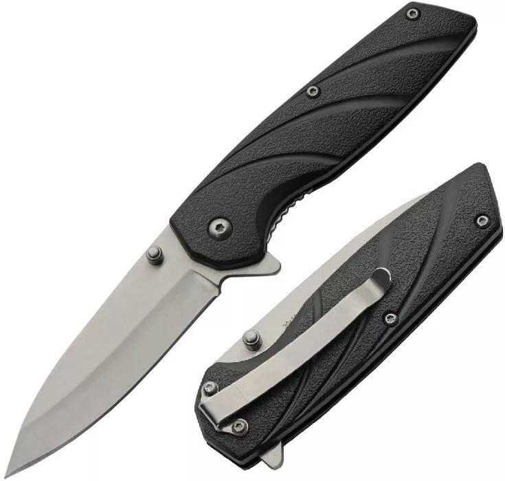 Rite Edge Dark Wave Folding Knife 3Cr13 Steel Blade Black ABS Handle – 300596