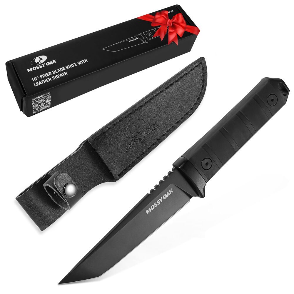 10 inch Tactical Fixed Blade Knife with Sheath Full Tang Tanto Hunting Knife NEW