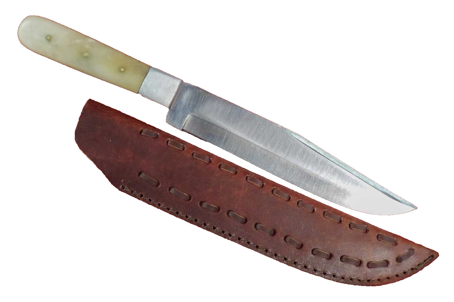 Bone Handle English Style Bowie Heavy Duty Hunting Knife w/ Leather Sheath – NEW