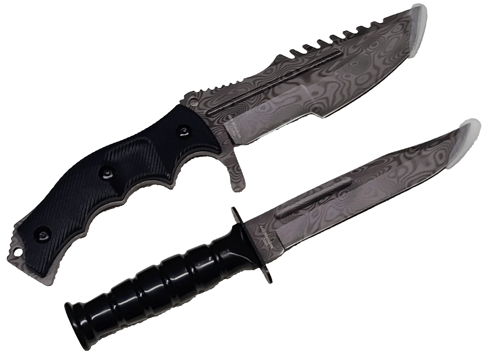 Damascus Fixed Blade Knife Set Hunt Fish Hike Survival Small Neck Size w Sheath