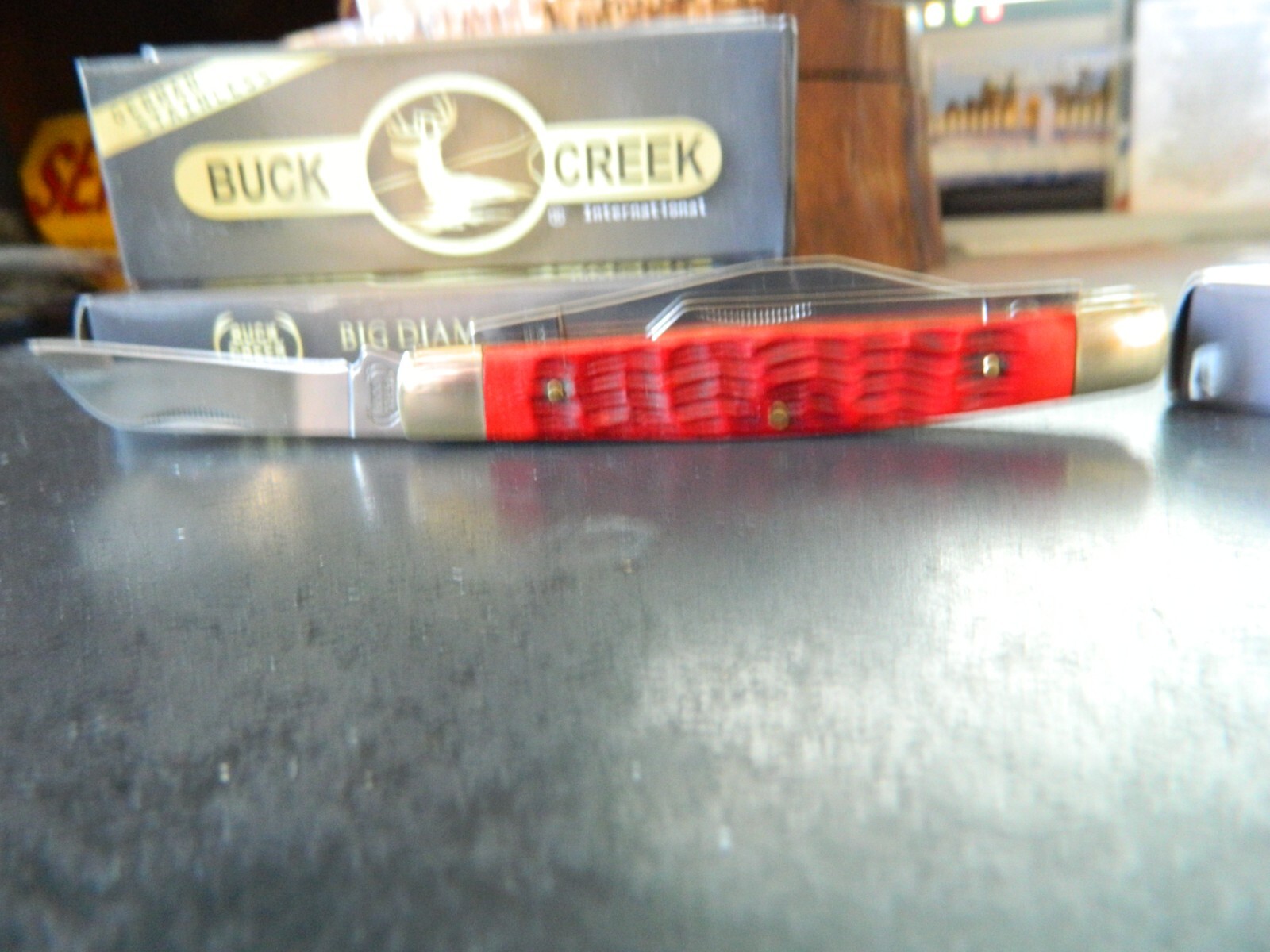 BUCK CREEK 4.5″ LARGE STOCKMAN RED PICK BONE HANDLE 4116GS 3- GERMAN BLADES