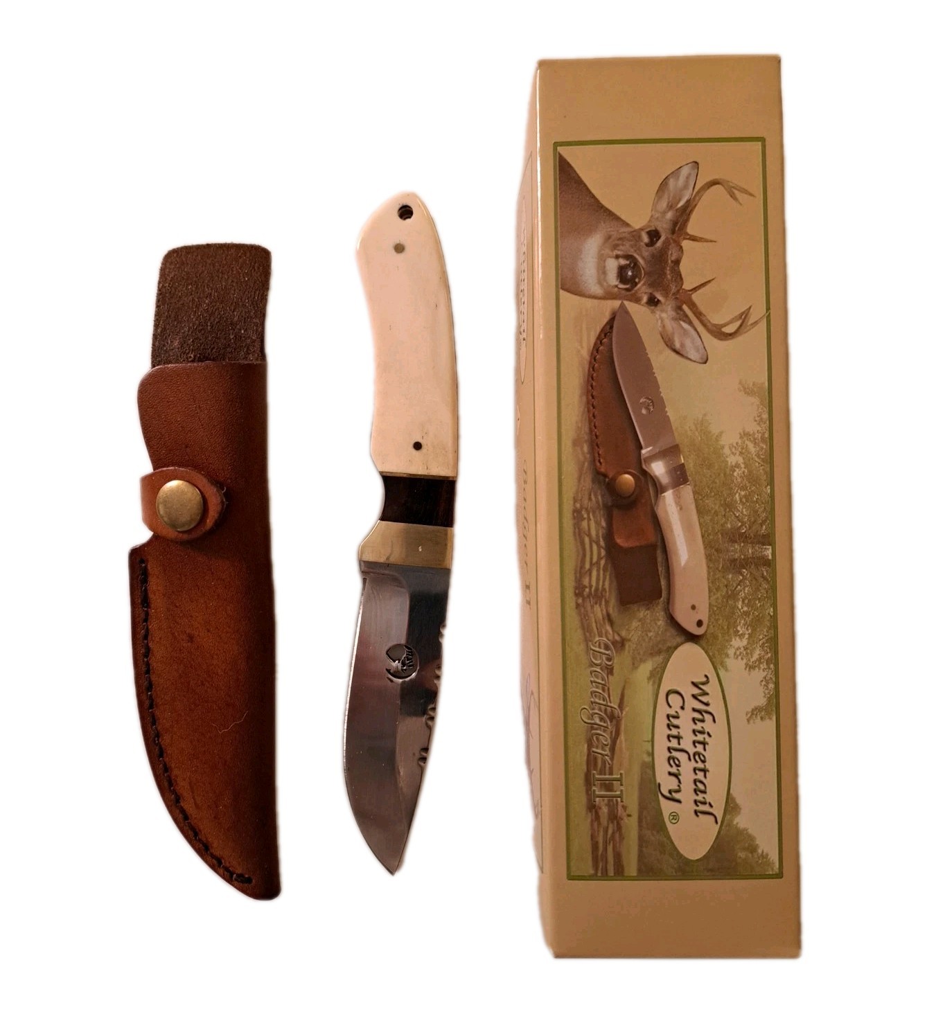 Nib WHITETAIL CUTLERY 8 1/2″ BONE HANDLE Knife BLADE440 SS BLADE LE SH 25-Cb33