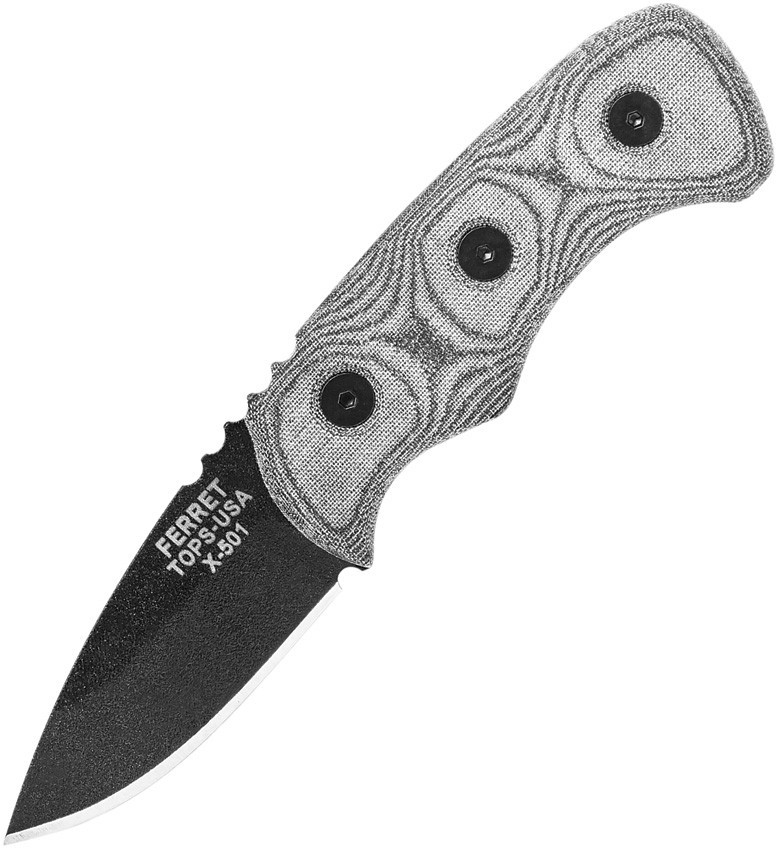 TOPS Ferret FBHP-01 1.88″ Carbon Black Micarta Fixed Blade Knife