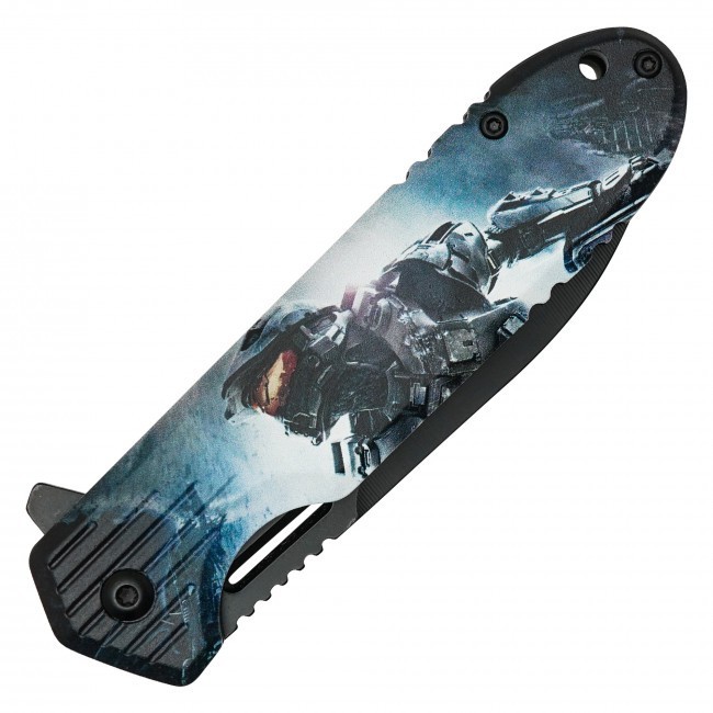 8” Halo Black Master Chief 3-D Printed Graphic Spring Assisted Pocket Knife