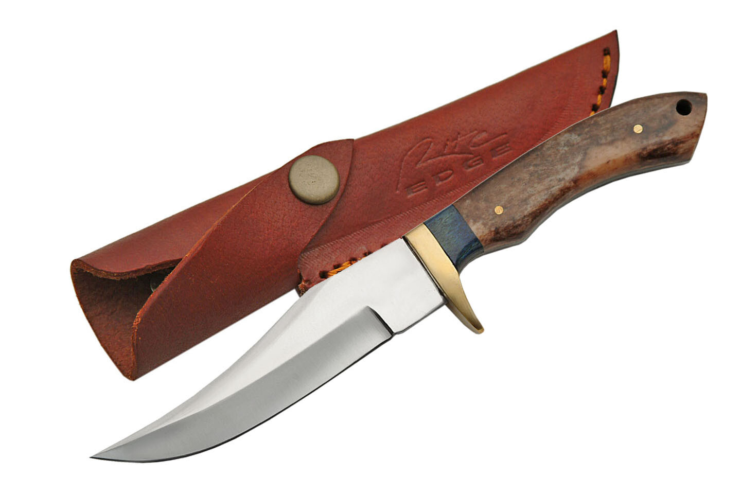 FIXED-BLADE HUNTING KNIFE | 8.25″ Brown Bone Silver Clip Point Blade Skinner