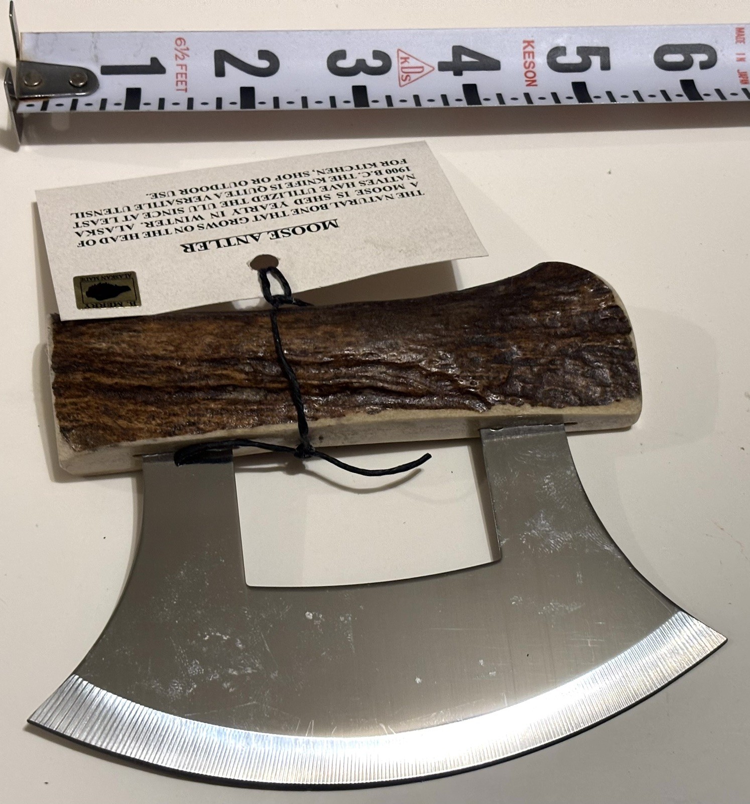 Alaska Eskimo Custom Made Ulu Knife With Moose Antler Handle